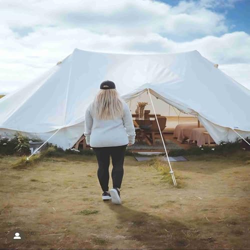 SAM&HAIBEI Spacious 8-10 Person Canvas Bell Glamping Tent with Awning, 4-Season Heavy Cotton Yurt for Family Camping and Outdoor Events - Image 2