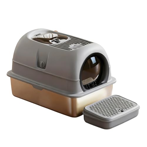 Stainless Steel Litter Box Cats Rabbits Odors Control Not Stick Smooth Surfaces Enclosed Litter Container Pans Portable Covered 
