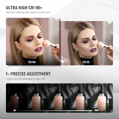 Miniatura 3 de Neewer Iluminación Fotografía Bicolor Con Soporte Para Teléfono, Compatible Con 2.4g Pc Mac Y Control Separado De 2 Cabezal Luz Video, Lámpara Regulable De Maquillaje, Pestañas, Cejas, Tatuajes,Bh40b