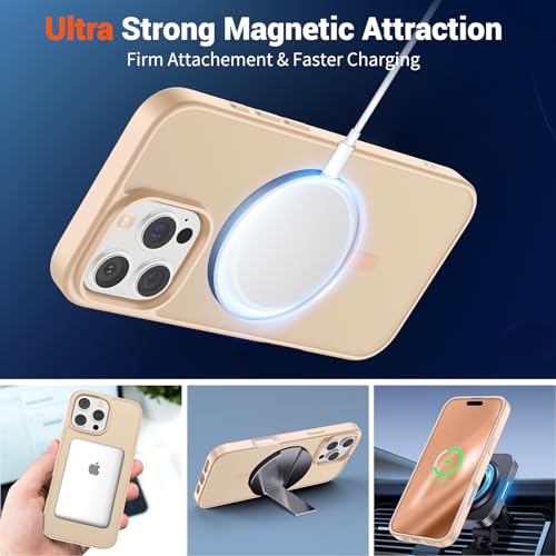 Image of SUPFINE Magnetic for iPhone 16 Pro Max Case(Compatible with MagSafe)(Military Grade Drop Protection) Slim Translucent Matte Shockproof with Anti-Fingerprint Phone Case,Sand Pink