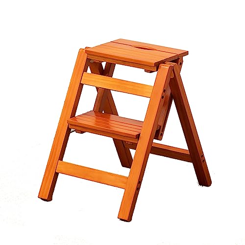 Escalera plegable de madera maciza para el hogar, biblioteca, cocina, estantes de flores, multifuncionales, decorativas, color miel