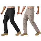 TOPLOT Pantalones cargo funcionales de corte recto para hombre (5216), Black-Dolphin, 46