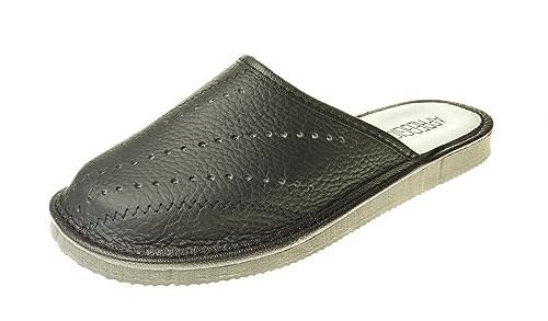 Pantoufles homme cuir APREGGIO chaussons confortables pointure 40 41 42 43 44 45 46