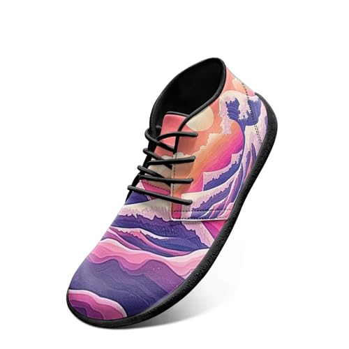 Chririnla Slip On Shoes Trail Running Sneakers Mountain Print Wide Minimalist Barefoot Sneaker Lightweight Causal Dressy Flat Walking Shoe Fashion Lace-up Boots