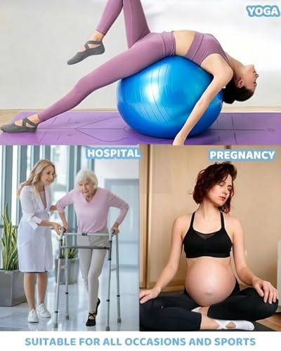 Image of AURUZA Pilates Grip Socks for Women Non Slip Skid Yoga Socks with Grips Straps for Ballet Dance Workout Gripper Sock