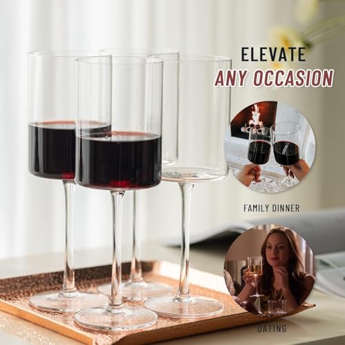 Image of Premium Wine Glasses 300ml, Set of 6 Long Wine, Burgundy Clear Glasses with Stem for Wedding Anniversary, Birthday, Gift (RKT-04, Set of 6)