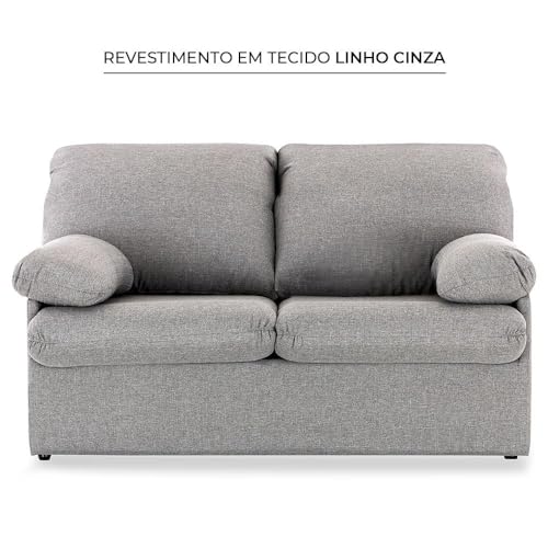 Sofá-cama Casal 2 Lugares Herval Andes, Linho Cinza, 155 cm