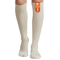 German Wear Trachtenstrümpfe EXTRA LANGE Trachtensocken Zopfmuster Baumwolle overknee Strümpfe - passend zu kurze Lederhosen - 70cm (DE/NL/SE/PL, Numerisch, 41, 43, Regular, Regular, Natur)