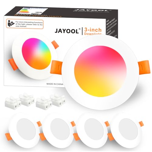 Jayool LED Recessed Ceiling Lights Alexa, 8W Colour Changing Downlights, 2700K-6000K, 7W Warm White to Cool White Dimmable, Smart LED Spot Lights with APP & Voice Control 4 Pack