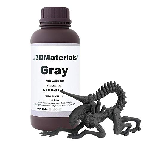 1000g Super Fast Curing 1.0 Sec (Mono LCD 50um), 4.0 Sec (LCD 50um), 3DMaterials Water Washable Resin (Dark Grey) Made in Korea, 405nm LCD 3D Printer, UV Curable Resin