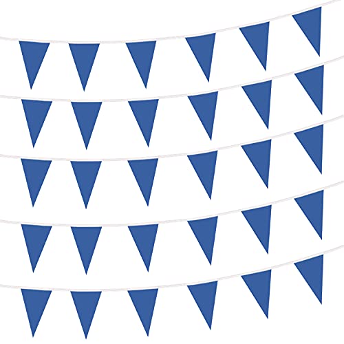 Blue Pennant Flags,150 Pcs Banner Flag with Blank Flags,DIY Flag,Birthday,Party Celebrations and Shops Decorations,260Ft (Blue)