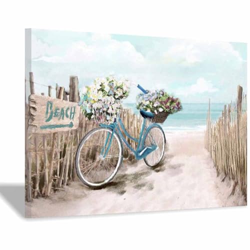 Tableau bord de mer rouge QUSAAOU impression toile encadrée 30x45cm