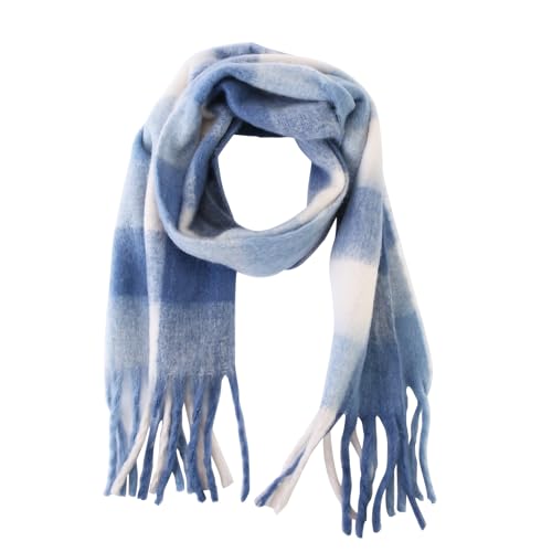 Ethereal Blue & White Women's Scarf - Soft Pashmina Wraps with Tassels for Warmth & Style | Ideal for Travel