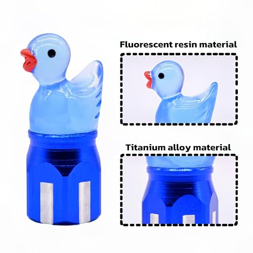 4-Pack Handmade Blue Duck Valve Stem Caps for Schrader Valves, Glow-in-The-Dark Tire Valve Covers, Unique Car & Bike Accessory, Fun Vehicle Customization, for Car Enthusiasts