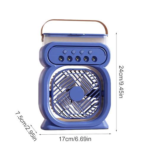 Ventilateur de brumisation USB portable rechargeable à 3 vitesses avec veilleuse LED