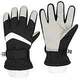 Kiiwah Wasserdicht Skihandschuhe Kinder, Warme Winterhandschuhe Atmungsaktiv Schneehandschuhe für Jungen Mädchen Outdoor Sport Fahrrad Snowboard