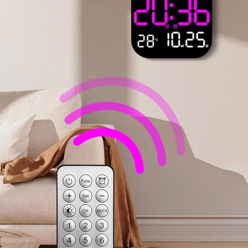 Horloge murale numérique pour la maison, alarme design à distance lisible