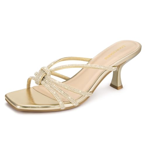 Image of Women's Strappy Square Open Toe Kitten Heels Sandals Knotted Design Summer Fashion Slip On Mule Style