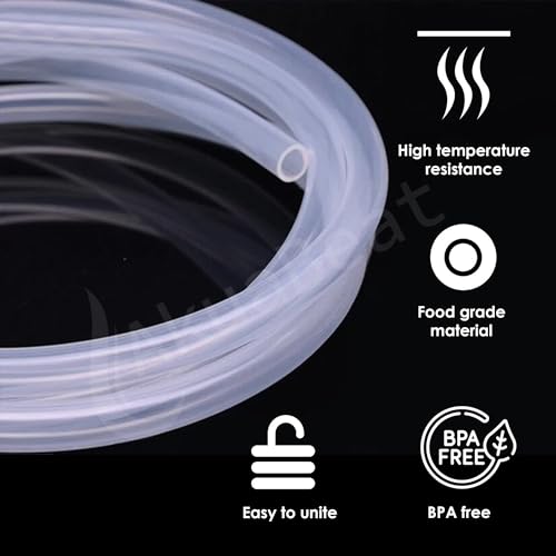 Image of Food Grade Silicon Flexible Tube Pipe Compatible for Extension in Aquaguard Sure Delight NXT RO+UV Semi Transparent with Stopper, UV Resistant, Pot Filling- 1.5 Meter (5 ft)