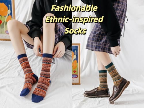 Image of Argyle Socks Retro Diamond Crew Sock British Style Women Cotton Double-Needle Double-Layer High Ankle