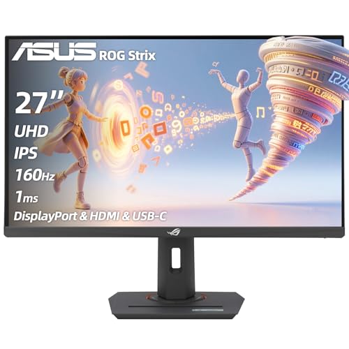 Image of ASUS ROG Strix 27 inch 4K HDR Gaming Monitor - UHD (3840 x 2160), 160Hz, 1ms, Fast IPS, 130% sRGB, ELMB, G-Sync Compatible, AI Gaming, DisplayPort & HDMI & USB-C, Height /Tilt /Pivot /Swivel, VESA, Black