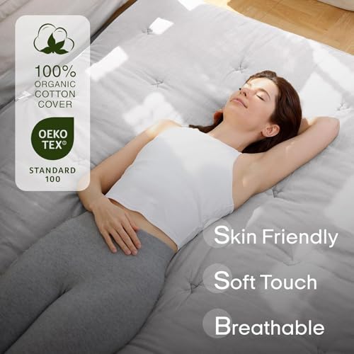 Image of ZonLi Japanese Floor Futon Mattress King Size 76 inchx 80 inch,100% Cotton Cover 4'' Thicken Tatami Mattress,Foldable Sleeping Pad,Portable Dormitory Tatami Mat(Light Grey)