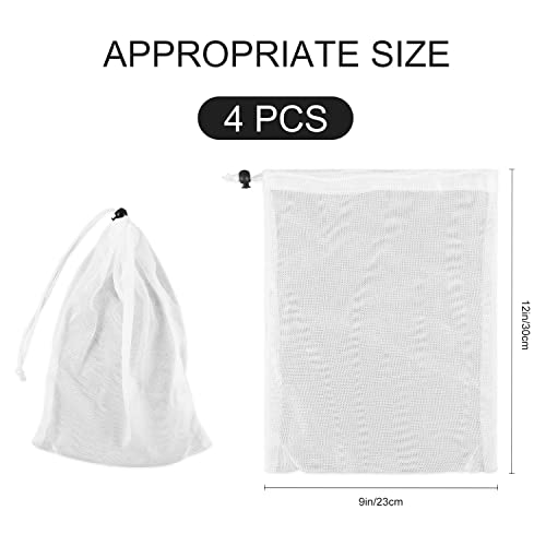Luter 30 x 23 cm Filterbeutel Fein, 4 Stück Filterbeutel Nylon Pool-Reinigungsnetz Feinmaschig Pool-Reiniger-Blattbeutel für Pool Staubsauger Aquarien Teiche