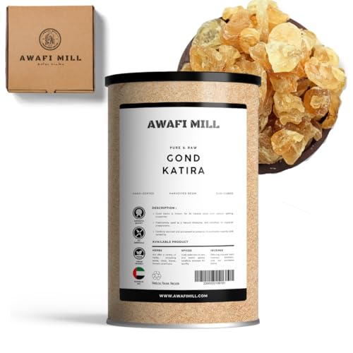 AWAFI MILL Gond Katira (Edible Tragacanth Gum) | Soak-to-Bloom Cooling Jelly for Sharbats & Falooda Laddoos & Halwa Kulfi Dessert Toppings & Summer Drinks - 250 g | 9 Oz