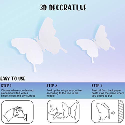 image for BBTO 48 Pieces Butterfly Wall Decor DIY Mirror 3D Butterfly Stickers R