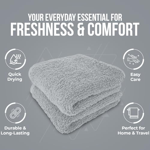 Image of DAN RIVER 24 Pack Wash Cloths for Showering [12x12] - 100% Cotton Washcloths Premium Quality Flannel Face Cloths for Bathroom, Highly Absorbent and Soft Feel Wash Clothes, Silver