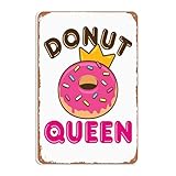 Letrero de reina de dona para decoración de pared, póster de metal vintage para divertido baño, oficina, habitación, garaje, hombre, cueva, pub, restaurante, decoración de pared, regalo, 8 x 12
