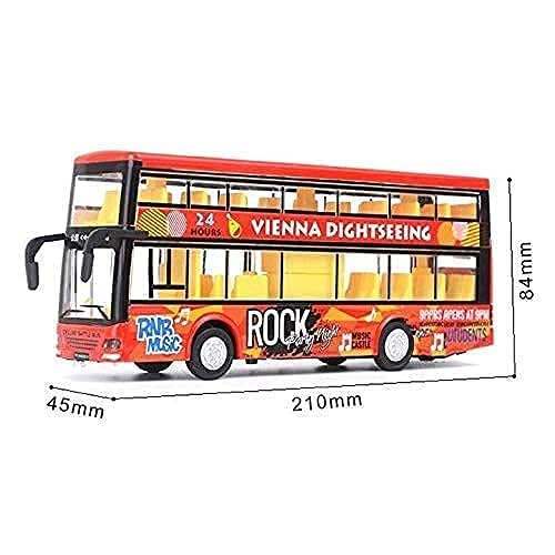 Image of Metal Pull Back Diecast Car Double Decor Bus Model Pull Back Car Model with Sound Light Boys Gifts Toys for Kids【Pack of 1】