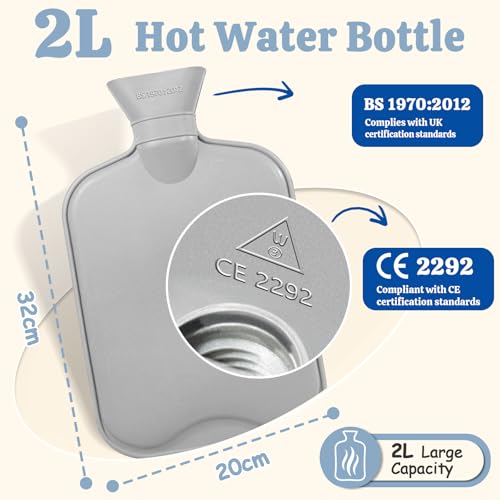 HAOCEE Wärmflasche mit Bezug, 2L Wärmeflasche Groß Flauschig,Wärmflaschen mit Känguru-Tasche,Auslaufsicher und Getestet, Bettflasche lange warm, Hot Water Bottle (Rosa)