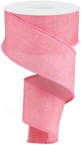 Shiny Solid Canvas Wired Edge Ribbon, 10 Yards (Pink, 2.5")