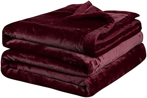PiccoCasa Flannel Fleece Blanket Soft Lightweight Warm Fuzzy Blanket for All-Seasons, Wide Hemmed Luxury Comfy Decorative for Couch Living Room Fern Green 58 x 75cm