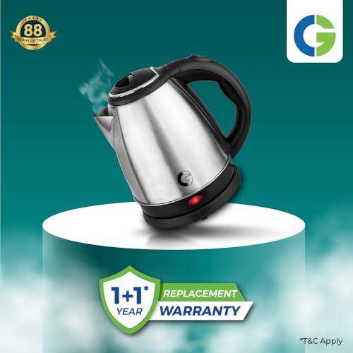 Image of CG - EKSS15 SS 1.5 Ltr Electric Kettle 1350W with Dry Boil Protection, Auto Cut Off, Cool Touch Ergonomic Handle, Double Wall Insulation 2 Yr Replacement Manufacturer Warranty - Black