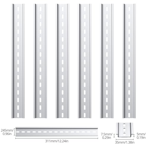 EYPINS 6 szt. szyna montażowa 30 cm, aluminiowa szyna DIN 35 mm szerokości, 7,5 mm wysokości, nierdzewna do szafy rozdzielczej, szafy sterowniczej, skrzynki przyłączeniowej, skrzynki zasilającej