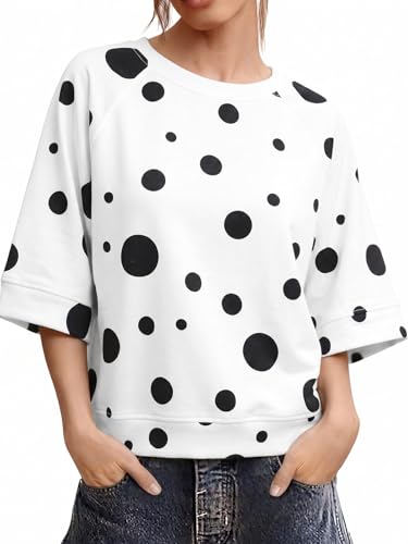 Image of Tankaneo Womens Oversized Half Sleeve T-Shirts Crew Neck Boxy Basic Tees Tops Summer Casual Loose Fit Tunic Shirts