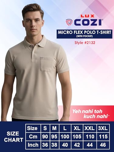 Image of Lux Cozi Men's Cotton Blend Polo T-Shirt with Chest Pocket | Collar T-Shirts for Men | Half Sleeves | Plain - Regular Fit (Pack of 2)