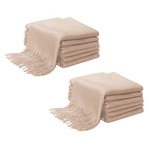 12pcs Wedding Shawls with Fringes Bulk Wedding Scarf Shawl for Guests Wedding Favor Bridal Shawls Gift Outdoor