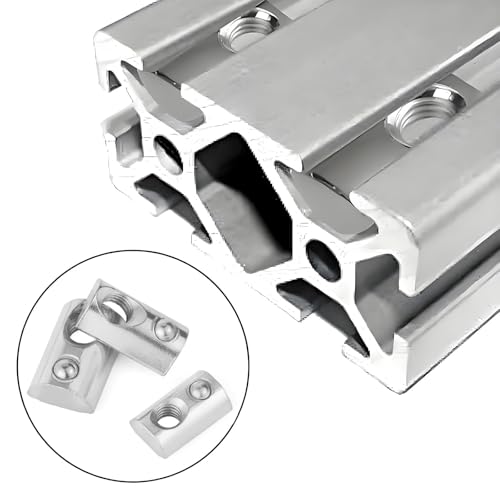 Alriedy 50 Stück Nutensteine M6 mit Zentrierung Kugel Nut, T Nutsteine Schrauben Set,M6 Kohlenstoffstahl Gleitmutter, für Aluminiumprofile, Zentrierung Steg,für 3D-Drucker und CNC