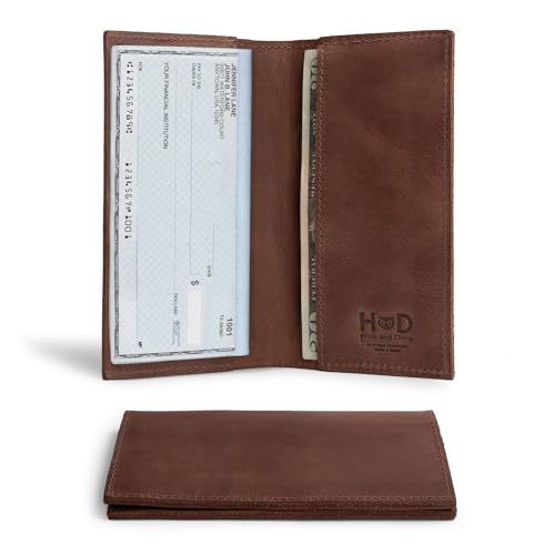 Image of Hide & Drink, Checkbook Cover, Minimalist Organizer for Personal or Business Finances, Bill Holder, Full Grain Leather, Handmade, Bourbon Brown