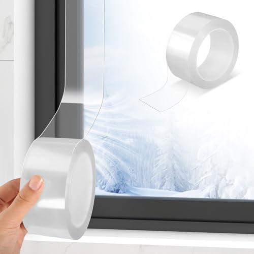 DELAESI 2 Stück Transparentes Fenster Dichtungsband 5cm x 10m Fenster Abdichten Wasserdicht Wetterfest Fensterdichtung Selbstklebend Dichtungsband Selbstklebend für Keep Out kalte Luft Staub Regen