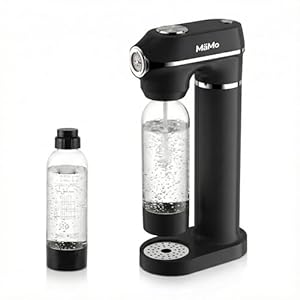 MäMo Wassersprudler & Soda Maker – Sparkling Water Carbonator mit 1L and 0.5L BPA-freier PET-Flasche, Automatischer Druckregulierung und Ein-Knopf-Bedienung