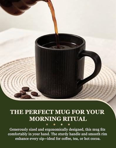 Image of OTAGO 16-Piece Dinnerware Set for 4 with Mugs, Ribbed Stoneware Plates and Bowls Sets, Unique Handcrafted Reactive Glaze, Chip and Scratch Resistant Dish Set, Microwave & Dishwasher Safe, Black