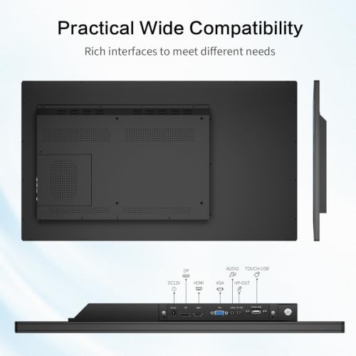TouchWo 43 inch Capacitive Multi-Touch Screen Industrial Monitor, 16:9 Display 1920 x 1080P, Built-in Speakers, USB, VGA, DP & HD-MI Ports, Digital Signage Displays and Player for Advertising — view 3