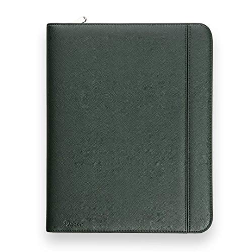 Vebon® writing folder A4 large "Rome" I double zipper + squeezing board I conference folder + laptop bag I extra storage space I black faux leather
