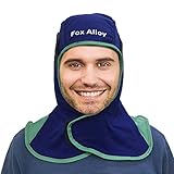 Fox Alloy Blue Canvas Protective Welding Hood Cap with Neck Shoulder Drape Torching Hood Welder Hat