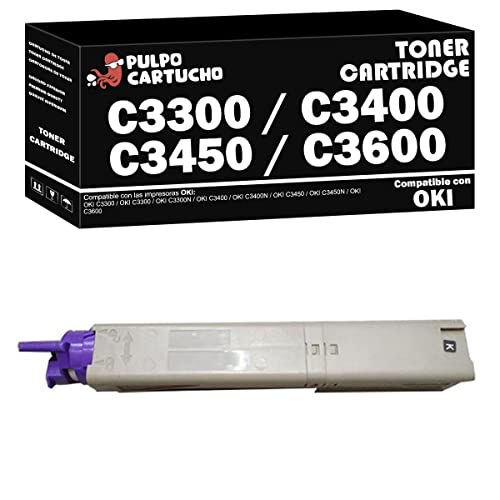 Pulpo Cartucho   Toner C3300 / C3400 / C3450 / C3600 Negro Compatible con Oki 43459436   Valido para Impresoras Oki C3300 / C3300 / C3300N / C3400 / C3400N / C3450 / C3450N / C3600