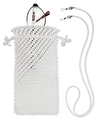 Handmade Crochet Soft Case With Diagonal Line Texture On The Body and Glass Strap Set